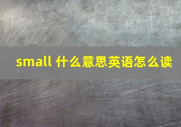 small 什么意思英语怎么读